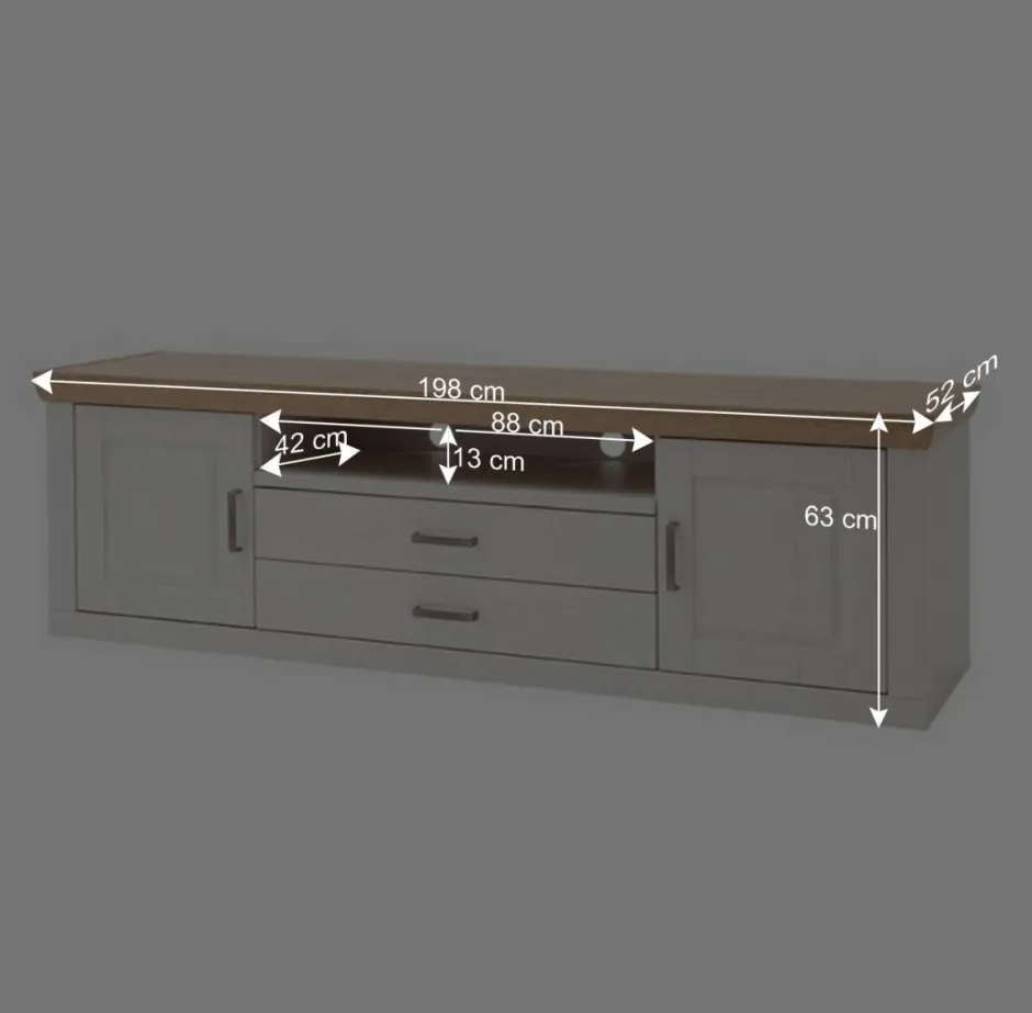 Wohnen Landhaus TV Element in Weiß & Eichefarben - Samula