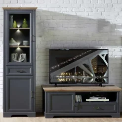 Wohnen Landhaus TV Lowboard & Standvitrine - Thumbs (zweiteilig)