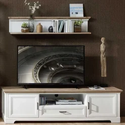 Landhaus TV Lowboard & Wandregal Set - Sinolita (zweiteilig)^Wohnen Best