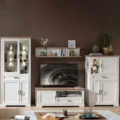 Wohnen Landhaus TV Wohnwand Möbel Set - Sinolita (vierteilig)