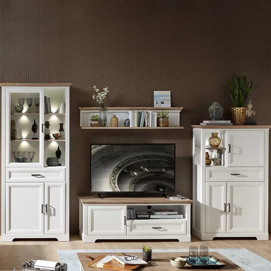 Wohnen Landhaus TV Wohnwand Möbel Set - Sinolita (vierteilig)