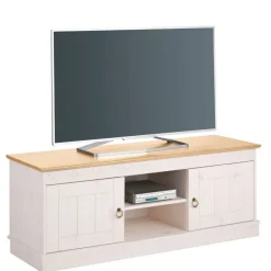 Wohnen Landhaus TV-Board in Weiß und Kiefer Honig - Zentra