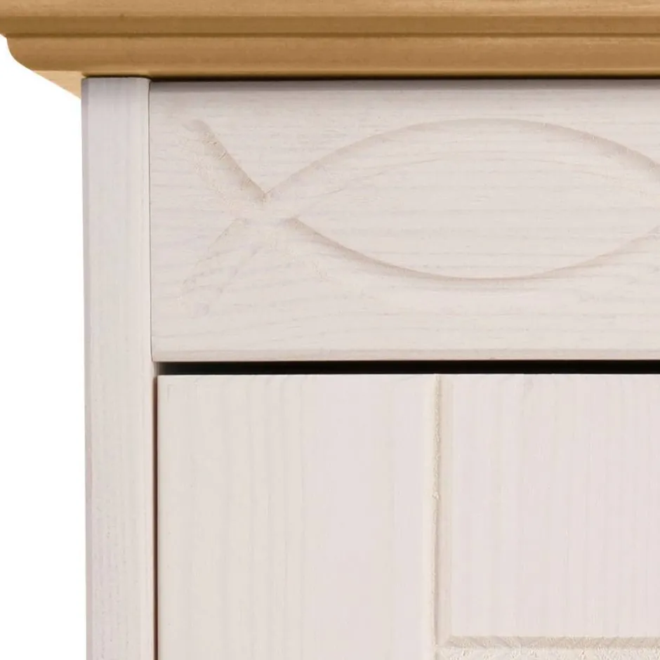 Wohnen Landhaus TV-Board in Weiß und Kiefer Honig - Zentra