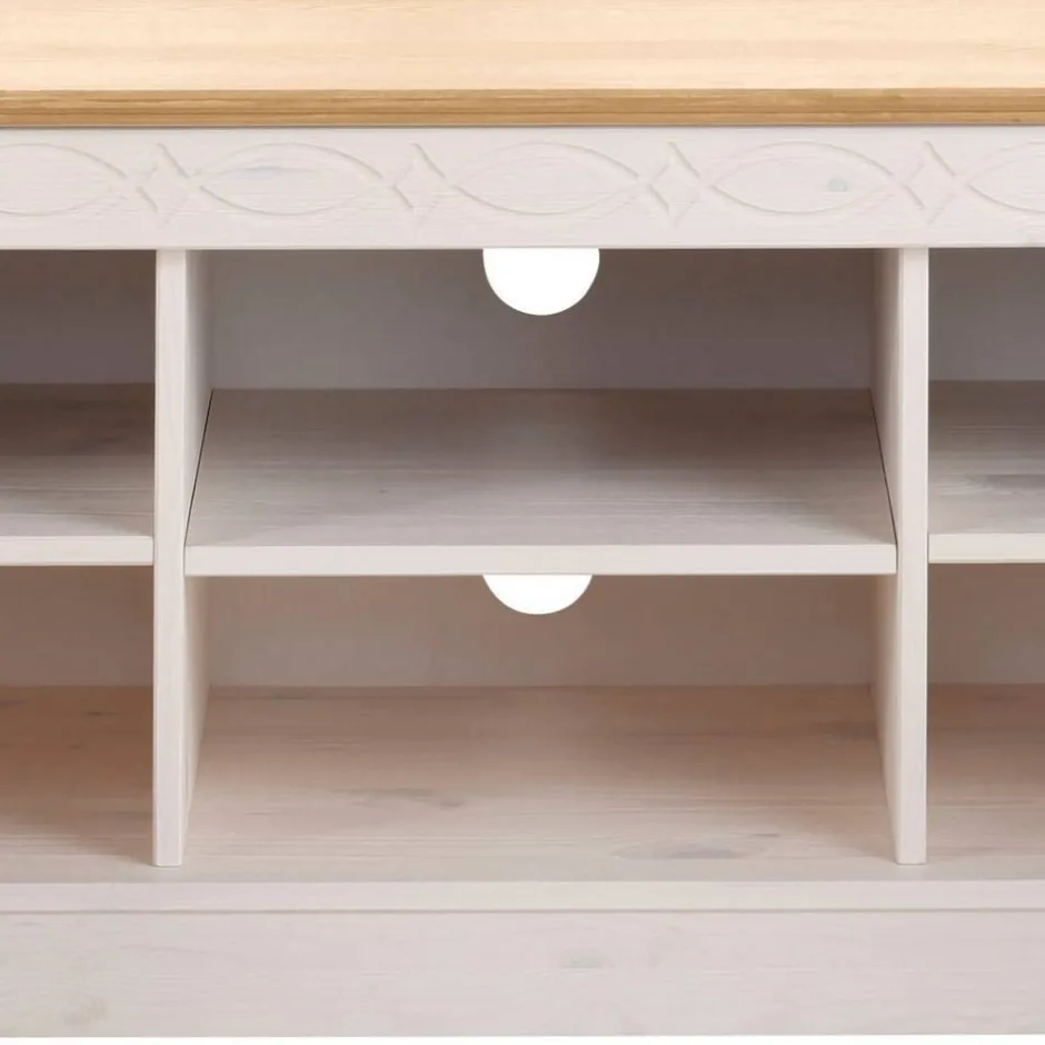 Wohnen Landhaus TV-Board in Weiß und Kiefer Honig - Zentra