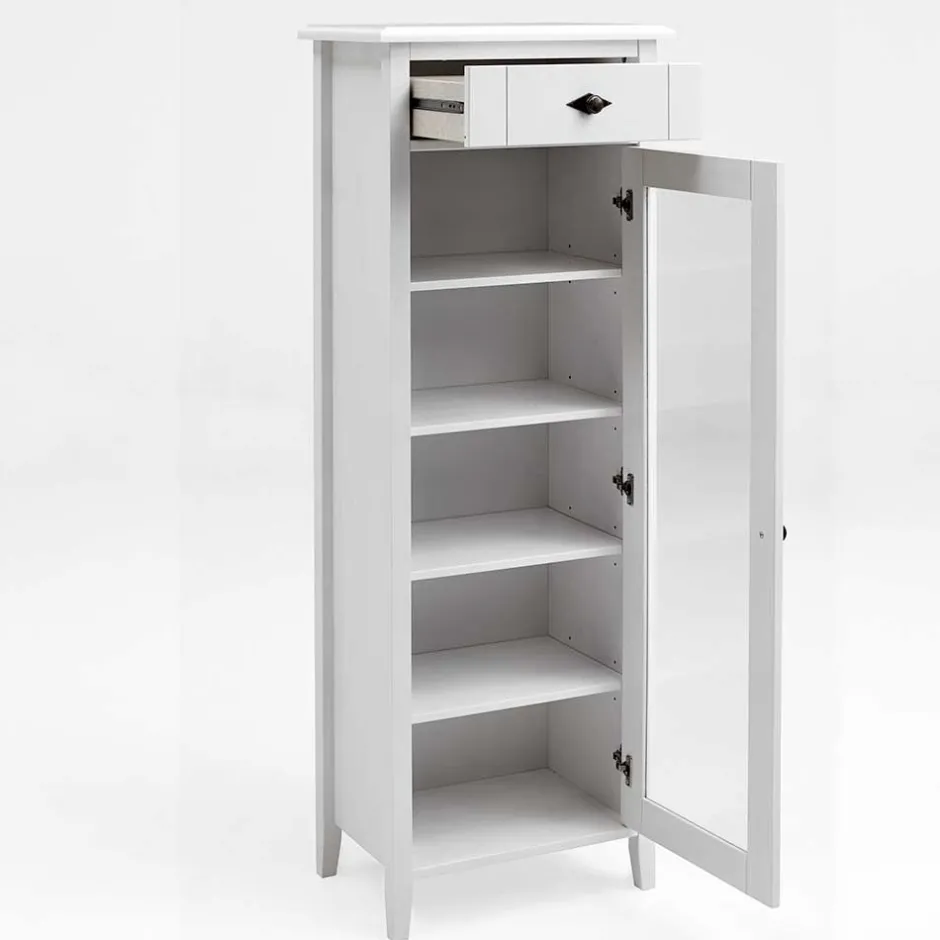 Landhaus Vitrine fürs Badezimmer in Weiß - Satumare^Wohnen Outlet