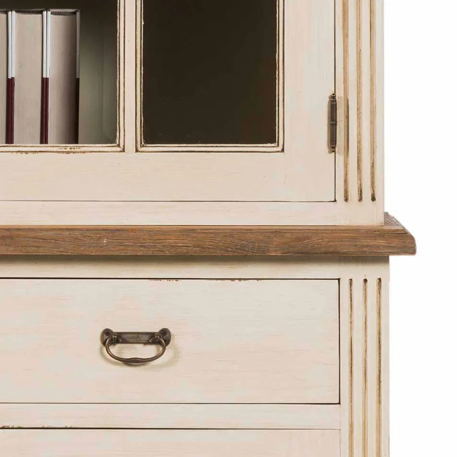 Wohnen Landhaus Vitrine in Creme Weiß - Helsing