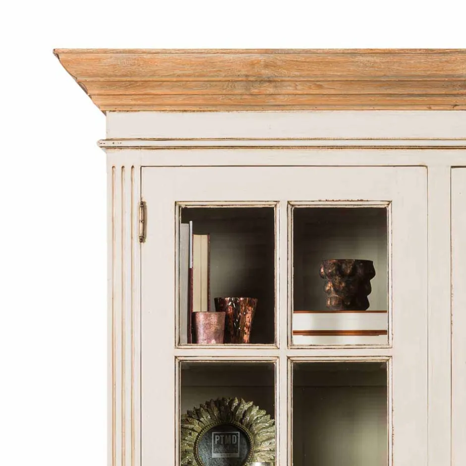 Wohnen Landhaus Vitrine in Creme Weiß - Helsing