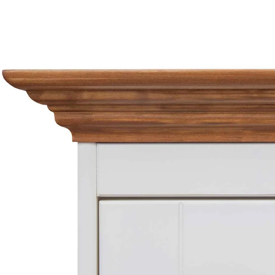 Wohnen Landhaus Vitrine in Weiß und Eiche - Bordona