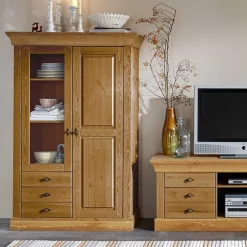 Wohnen Landhaus Vitrine Piatra in Kiefer Natur gelaugt