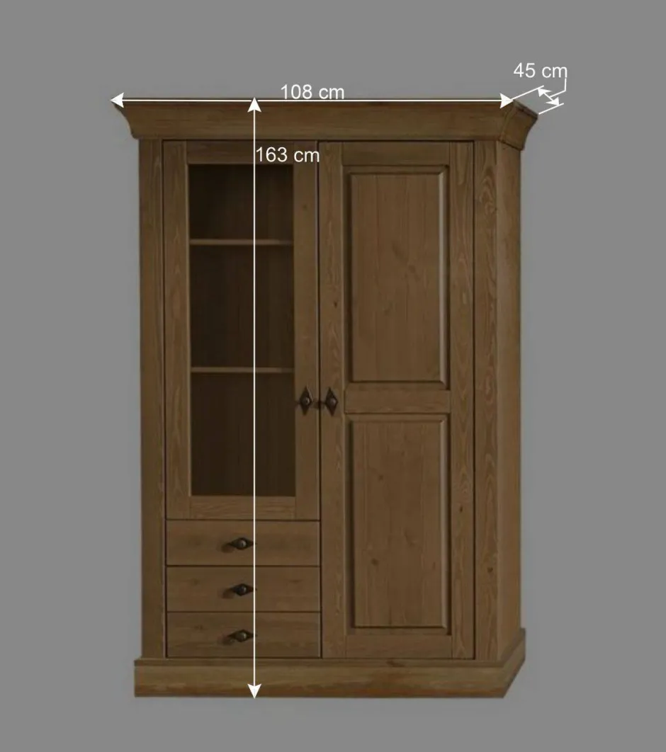 Wohnen Landhaus Vitrine Piatra in Kiefer Natur gelaugt