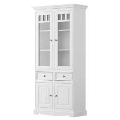 Landhaus Vitrinenschrank in Weiß lackiert - Indico^Wohnen Hot