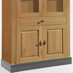 Wohnen Landhaus Vitrinenschrank in Kiefer Lauge & Grau - Eshelas