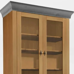 Wohnen Landhaus Vitrinenschrank in Kiefer Lauge & Grau - Eshelas