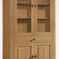 Wohnen Landhaus Vitrinenschrank in Kiefer Lauge & Grau - Eshelas