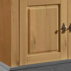 Wohnen Landhaus Vitrinenschrank in Kiefer Lauge & Grau - Eshelas