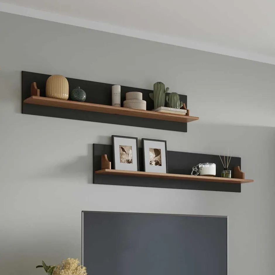 Landhaus Wandboard in Grau und Kiefer - Eromsia (2er Set)^Wohnen