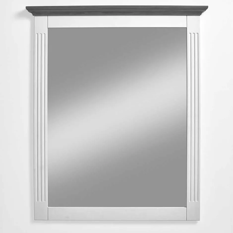 Wohnen Landhaus Wandspiegel in Weiß & Grau - Caneon