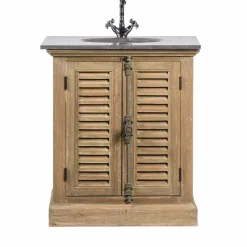 Wohnen Landhaus Waschtisch mit Becken & Steinplatte Harrosands & Kiefer Antik teilmassiv