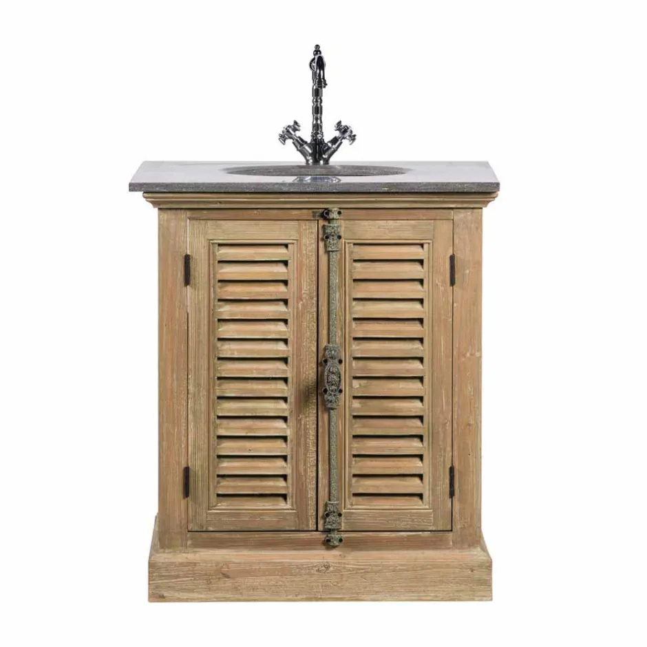 Wohnen Landhaus Waschtisch mit Becken & Steinplatte Harrosands & Kiefer Antik teilmassiv