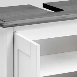 Landhaus Waschtischunterschrank in Weiß & Grau - Mirandesca^Wohnen Best