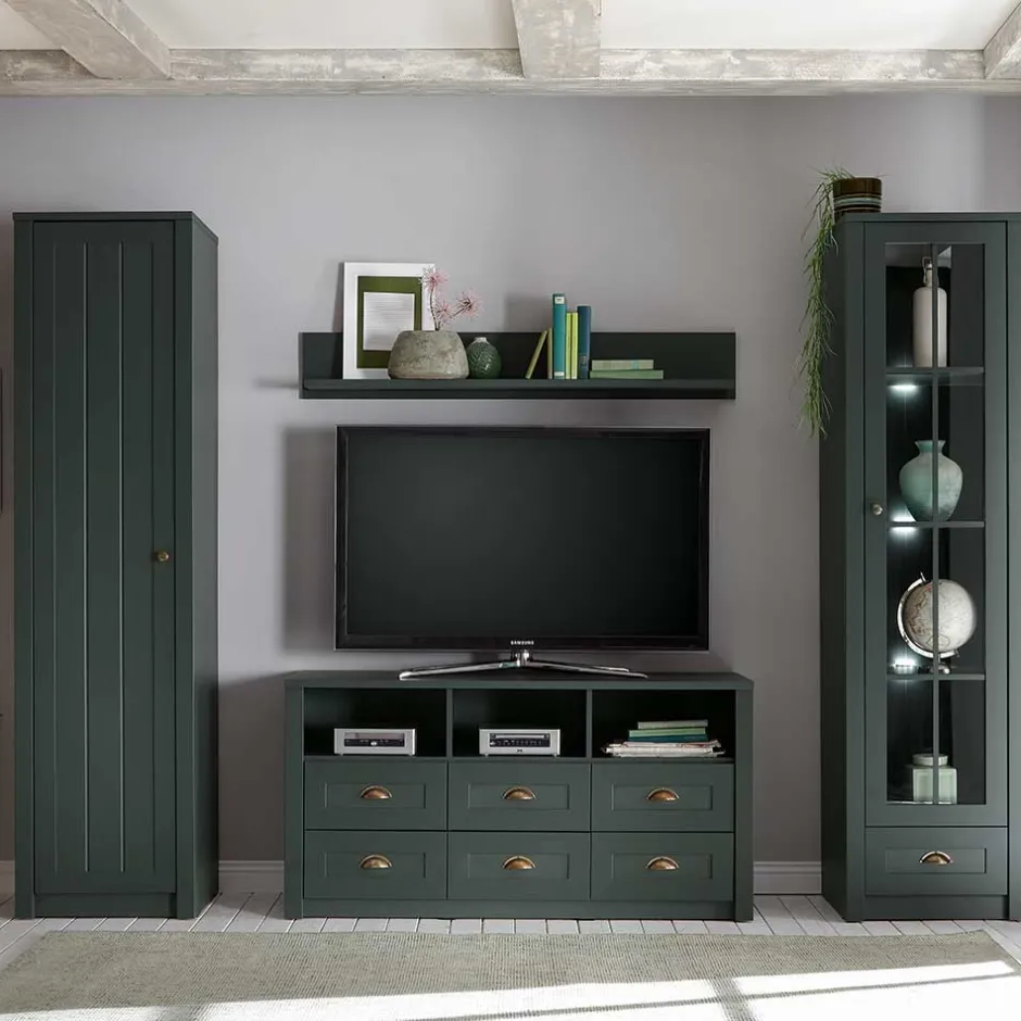 Landhaus Wohnwand in Dunkelgrün - Niestov (vierteilig)^Wohnen Best