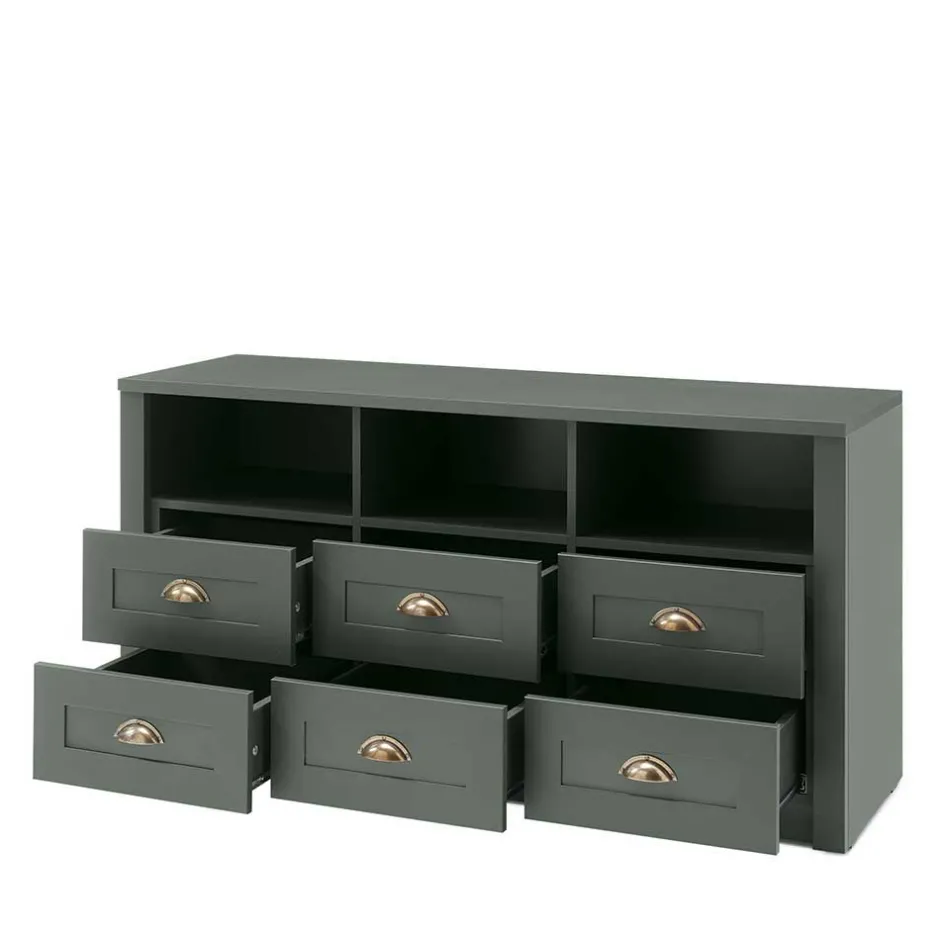 Landhaus Wohnwand in Dunkelgrün - Niestov (vierteilig)^Wohnen Best