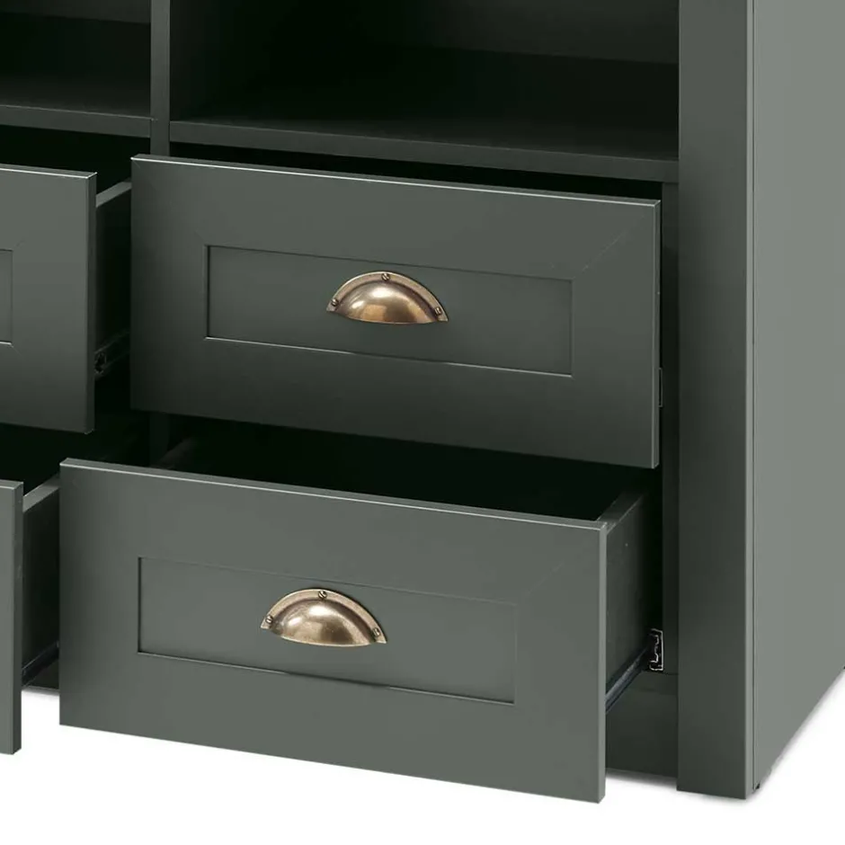 Landhaus Wohnwand in Dunkelgrün - Niestov (vierteilig)^Wohnen Best