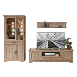 Wohnen Landhaus Wohnwandmöbel in Eiche NB - Barack (dreiteilig)
