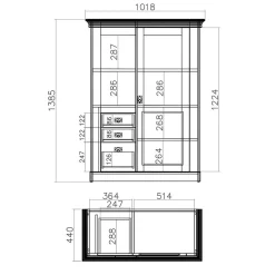 Landhaus Wohnzimmer Anbauwand Set - Diatara (vierteilig)^Wohnen Clearance