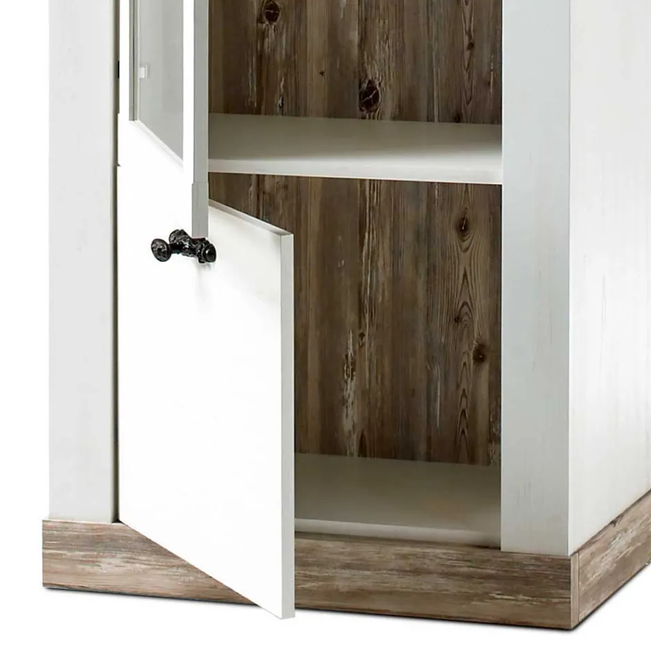 Wohnen Landhaus Wohnzimmer Möbel Set Nedita in Weiß & Pinie (vierteilig)