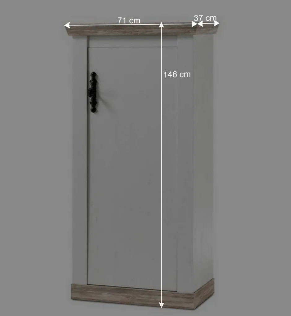 Wohnen Landhaus Wohnzimmer Möbel Set Nedita in Weiß & Pinie (vierteilig)