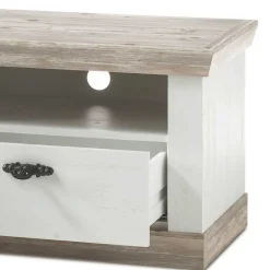 Wohnen Landhaus Wohnzimmer Möbel Set Nedita in Weiß & Pinie (vierteilig)