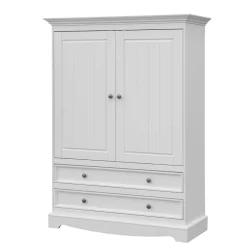 Wohnen Landhaus Wäscheschrank in Weiß lackiert - Indico