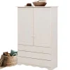 Wohnen Landhaus Wäsche-Schrank in Weiß lackiert - Ilvestra