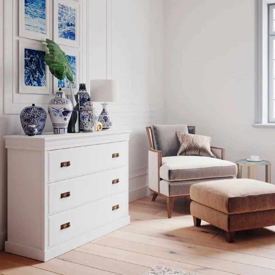 Wohnen Landhauskommode in Weiß lackiert - Presto