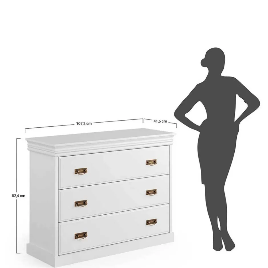 Wohnen Landhauskommode in Weiß lackiert - Presto