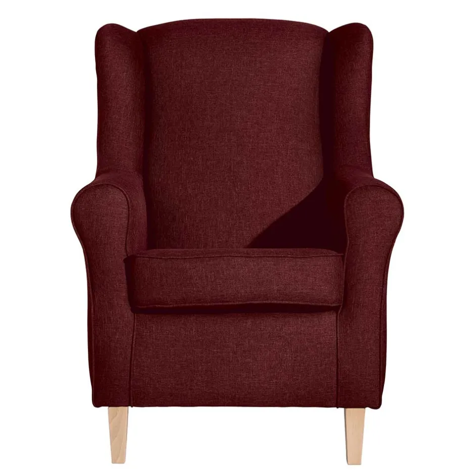 Wohnen Landhaus-Ohrensessel in Rot und Buche - Lacaza