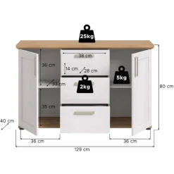 Wohnen Landhaus-Sideboard in Weiß - Tocella