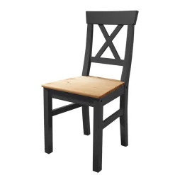 Wohnen Landhausstuhl aus Holz in Grau & Eichefarben - Ustricia