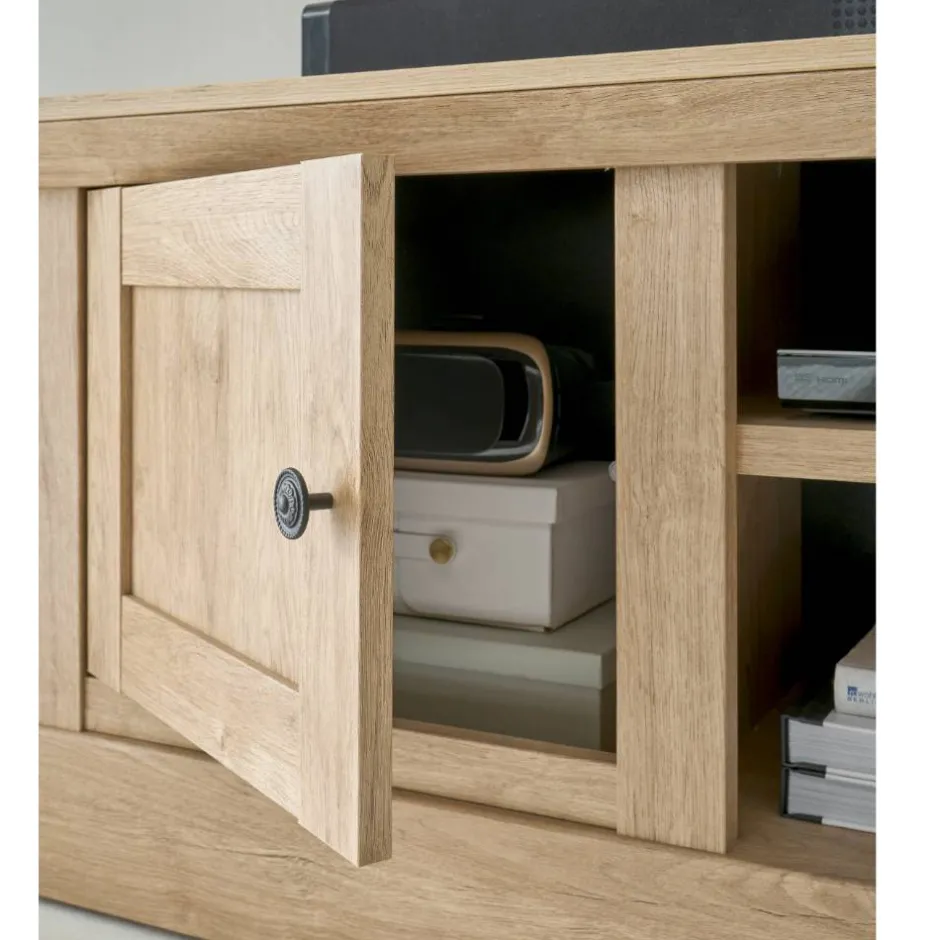 Wohnen Landhaus-TV-Lowboard in Eiche Gold - Hengas