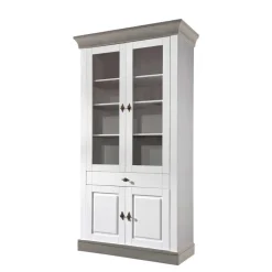 Wohnen Landhausvitrine Mirandesca in Weiß Grau