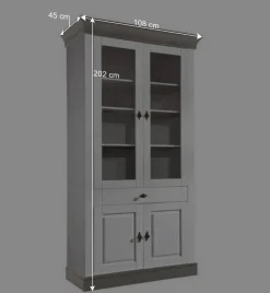 Wohnen Landhausvitrine Mirandesca in Weiß Grau