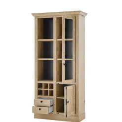 Wohnen Landhaus-Vitrinenschrank in Eiche Gold - Hengas