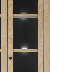 Wohnen Landhaus-Vitrinenschrank in Eiche Gold - Hengas