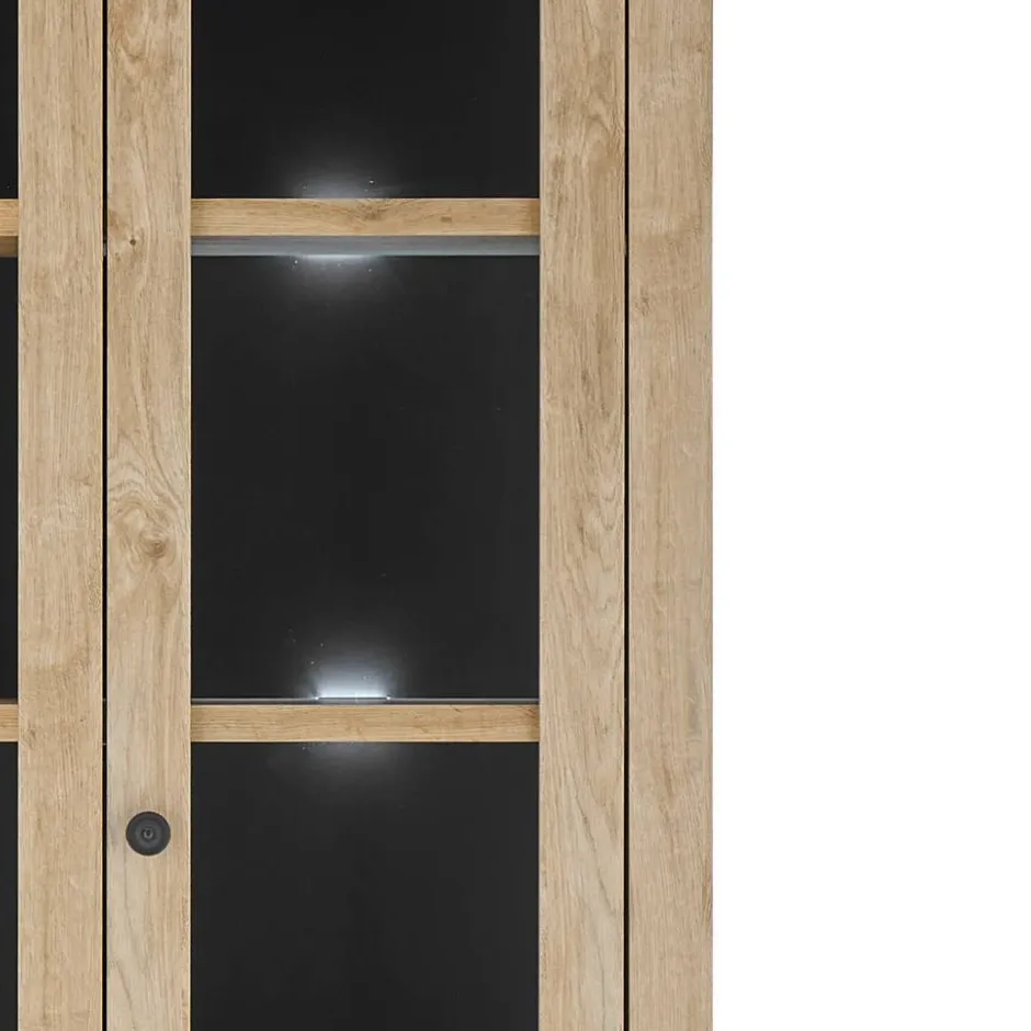 Wohnen Landhaus-Vitrinenschrank in Eiche Gold - Hengas