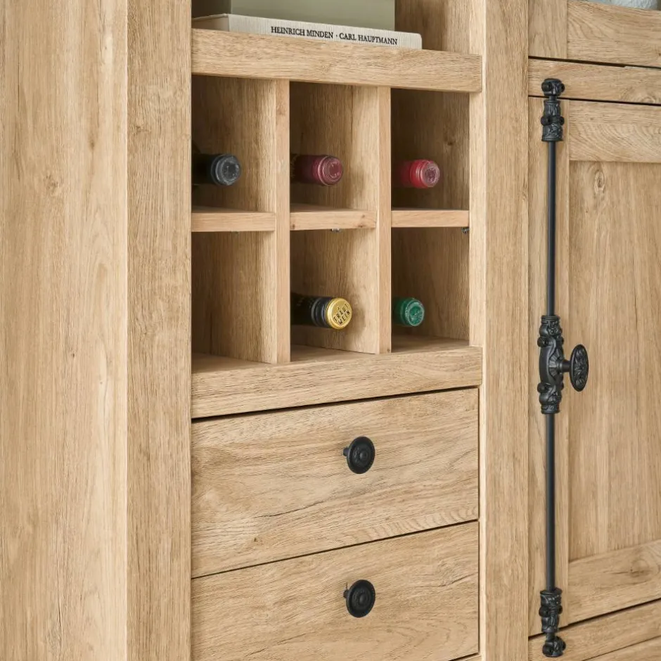 Wohnen Landhaus-Vitrinenschrank in Eiche Gold - Hengas