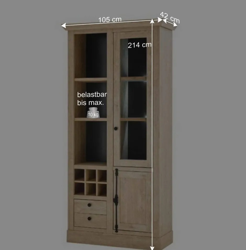 Wohnen Landhaus-Wohnwand Set - Hengas (vierteilig)