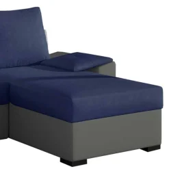 L-Design Ausziehsofa in Blau und Grau - Lugres^Wohnen