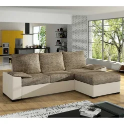 L-Design Bettsofa in Beige und Creme - Dongtana^Wohnen Outlet