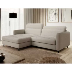 Wohnen L-Design Bettsofa in Taupe Stoffbezug - Gravanti